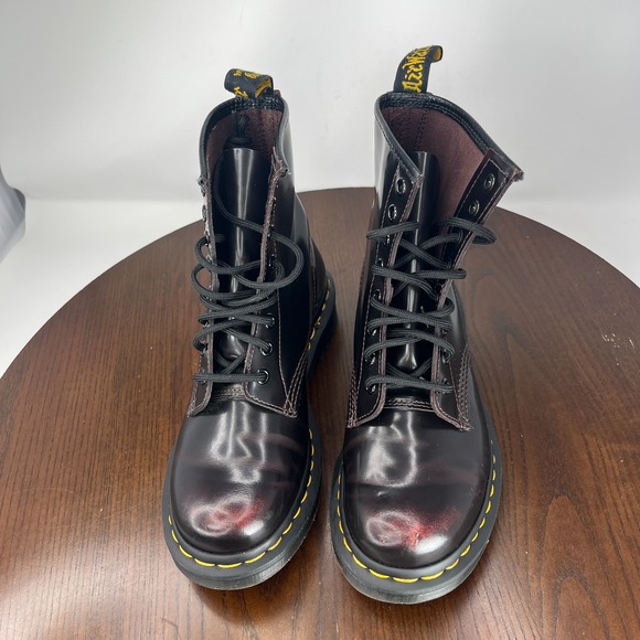 Dr. Martens Womens Boot 6 Arcadia Red Cherry Black Leather Lace Up Combat 1460 - Picture 11 of 16
